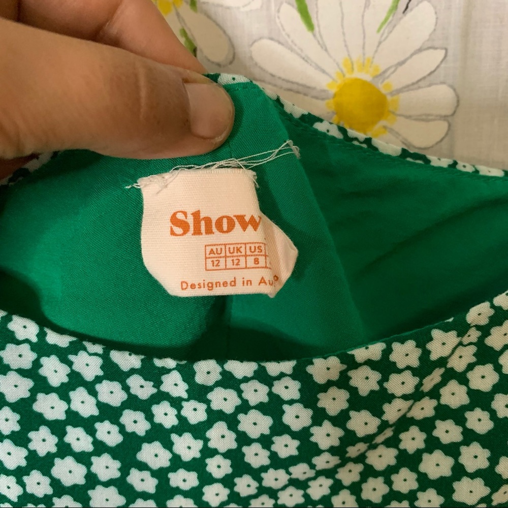 Showpo green white floral puff sleeve crop top - Picture 5 of 7